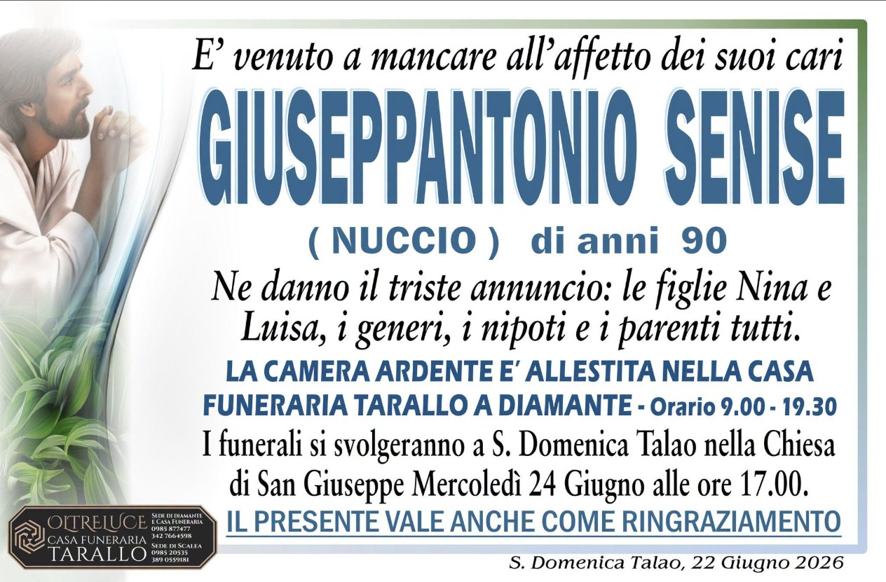 Necrologio di Giuseppantonio Senise
