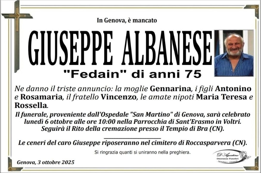Necrologio di Giuseppe Albanese