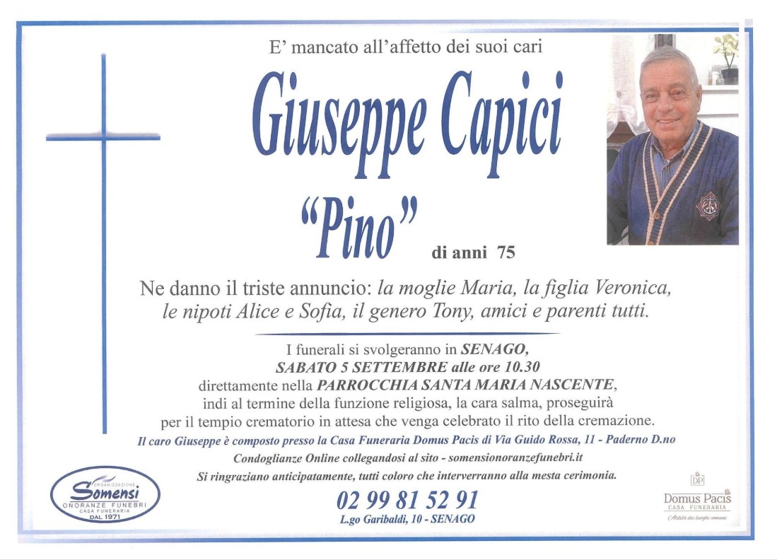 Necrologio di Giuseppe Capici