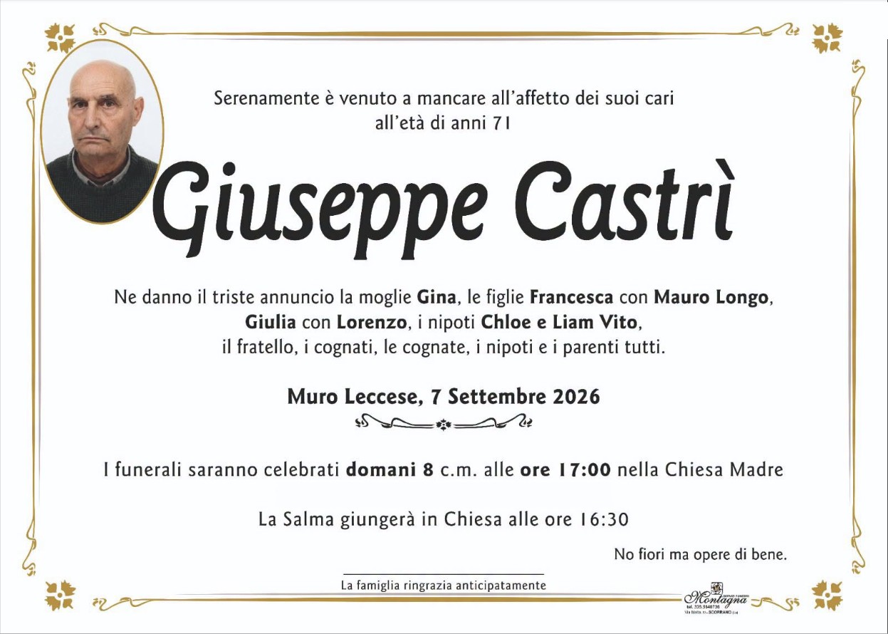 Necrologio di Giuseppe Castrì