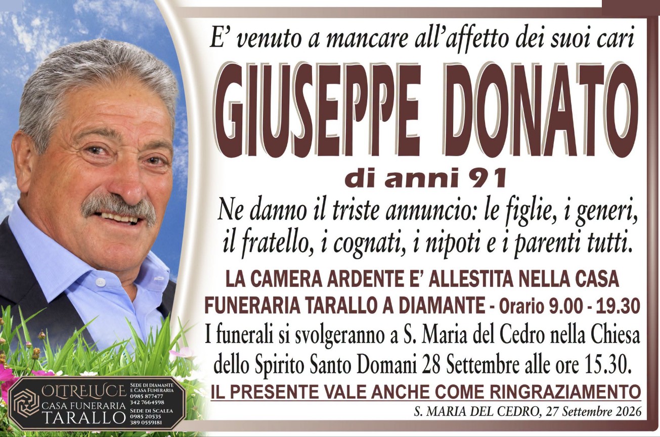 Necrologio di Giuseppe Donato