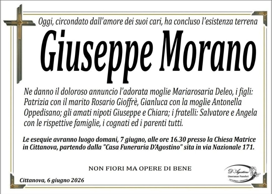 Necrologio di Giuseppe Morano
