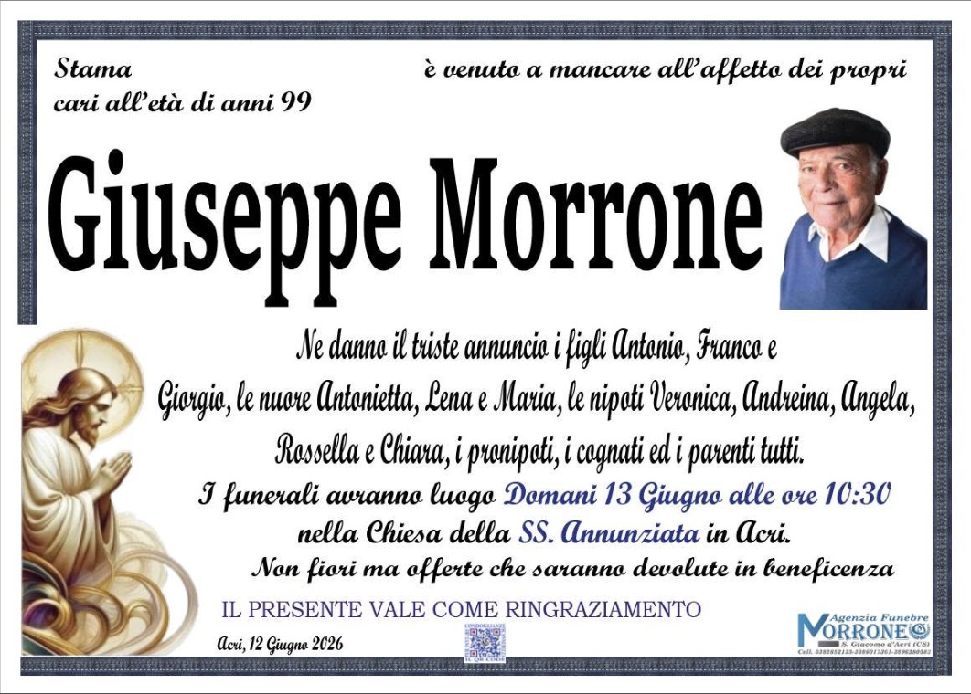 Necrologio di Giuseppe Morrone