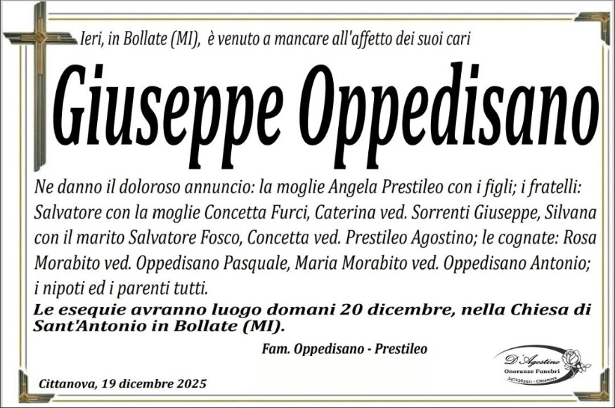 Necrologio di Giuseppe Oppedisano