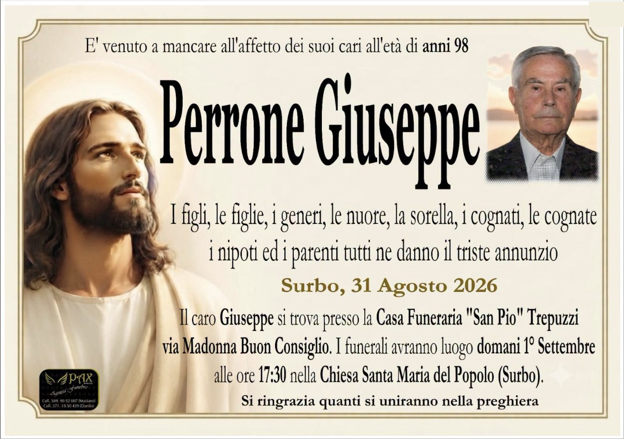 Necrologio di Giuseppe Perrone