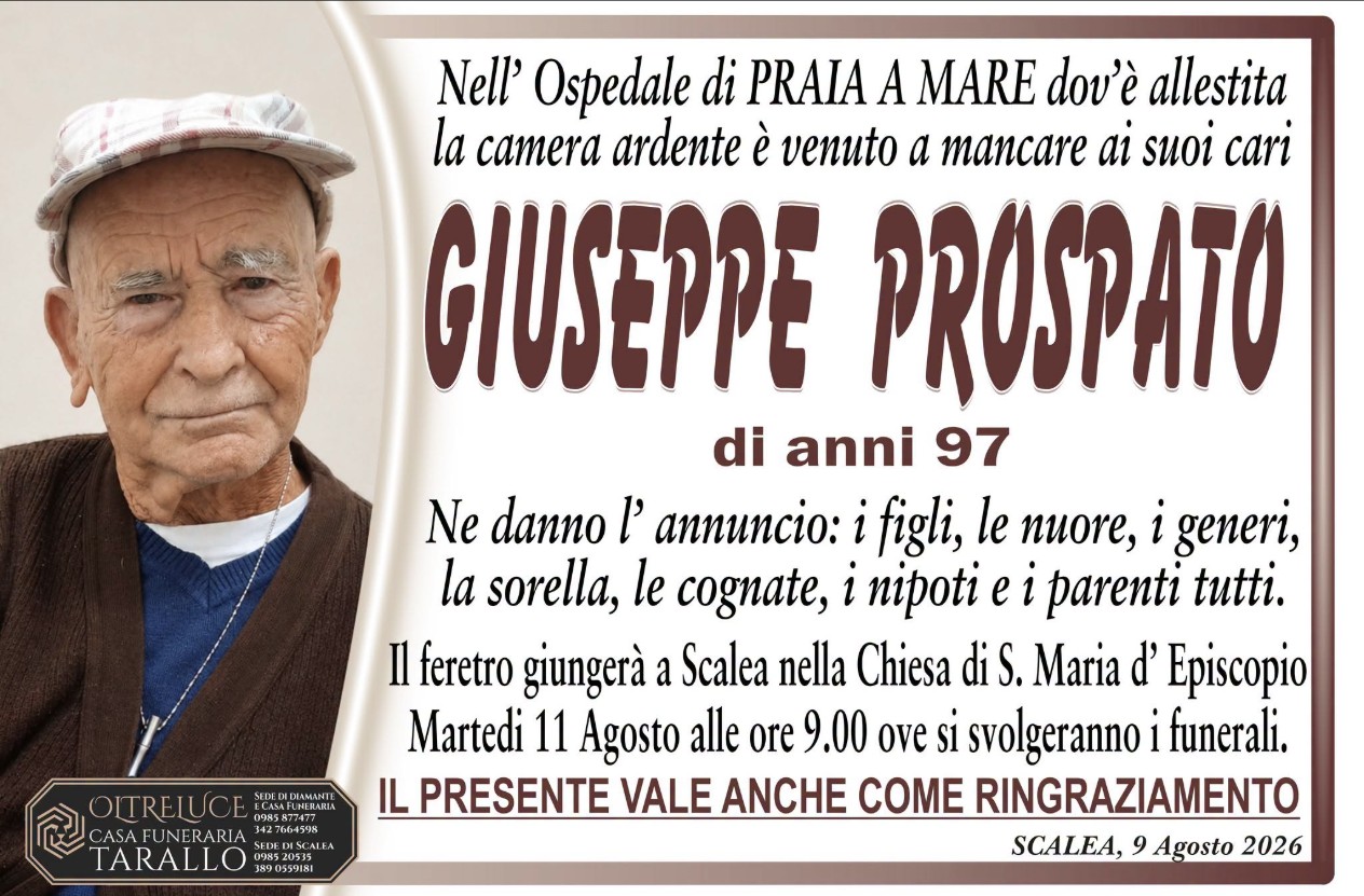 Necrologio di Giuseppe Prospato
