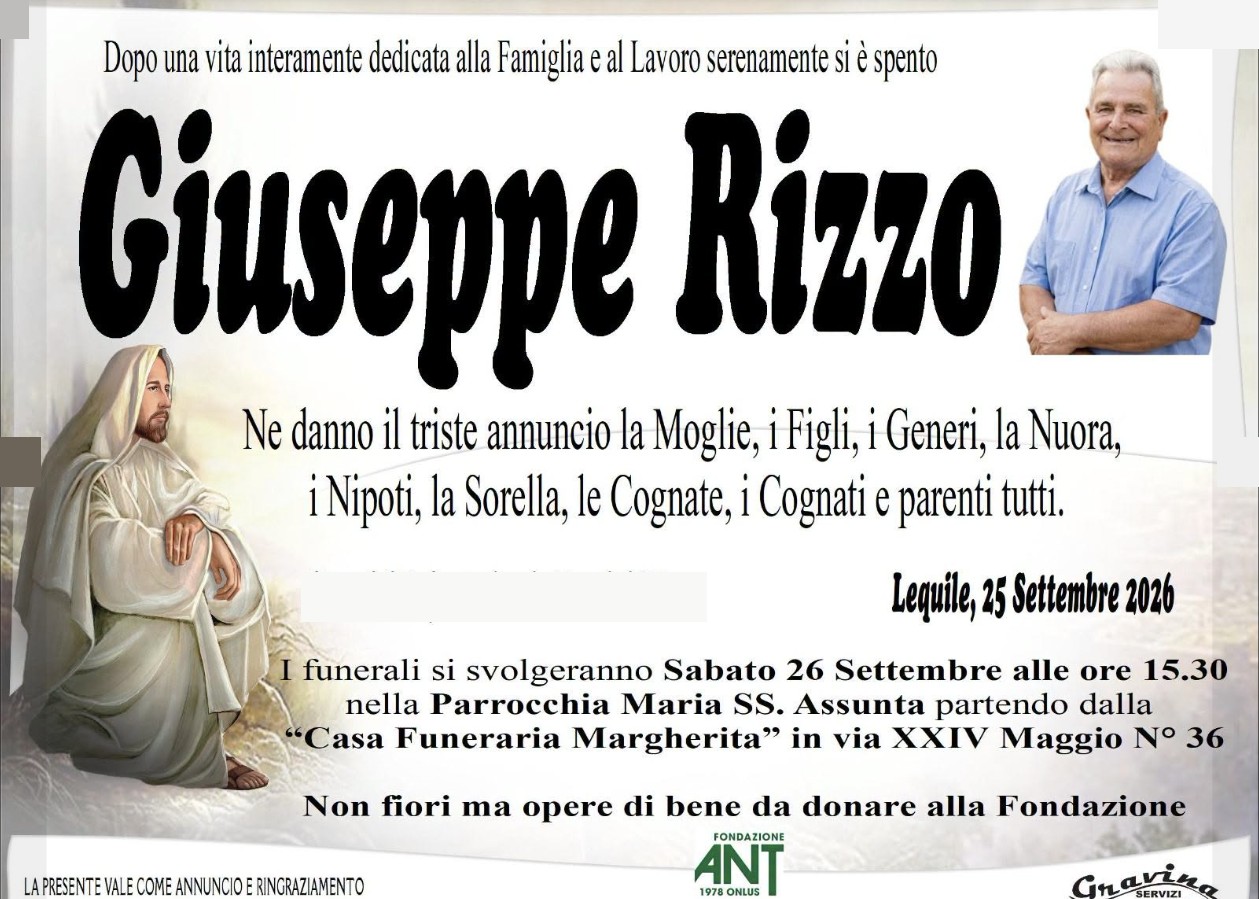 Necrologio di Giuseppe Rizzo