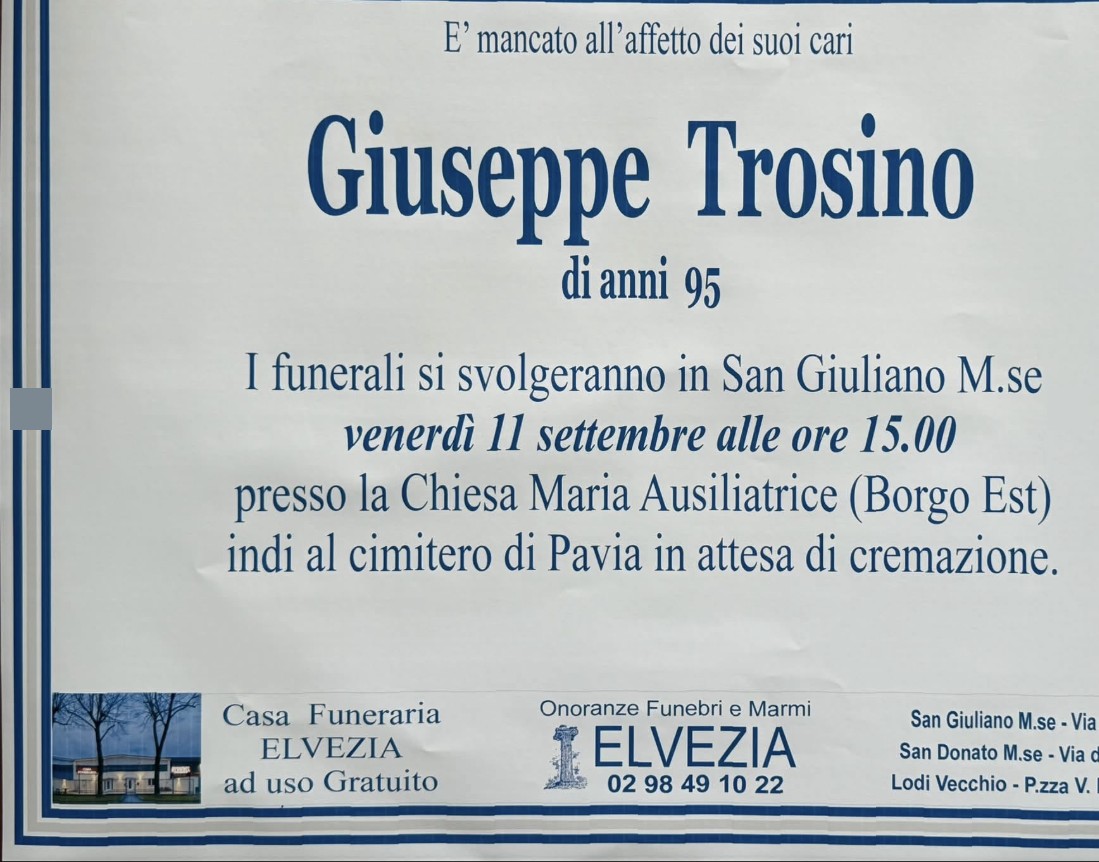 Necrologio di Giuseppe Trosino
