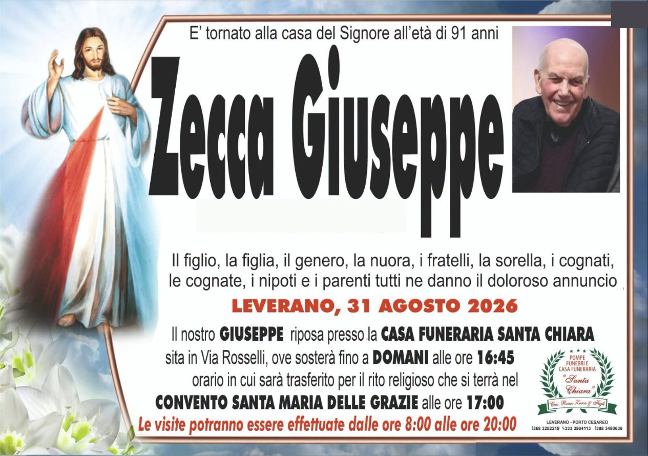 Necrologio di Giuseppe Zecca
