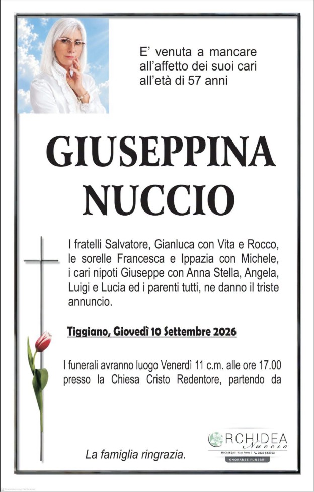 Necrologio di Giuseppina Nuccio