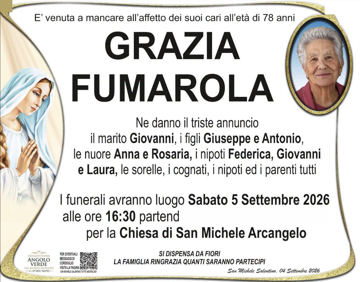 Necrologio di Grazia Fumarola