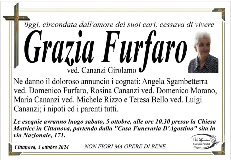 Necrologio di Grazia Furfaro