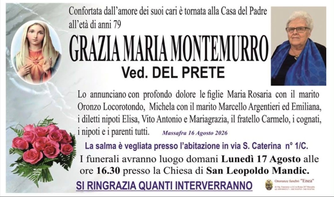 Necrologio di Grazia Maria Montemurro