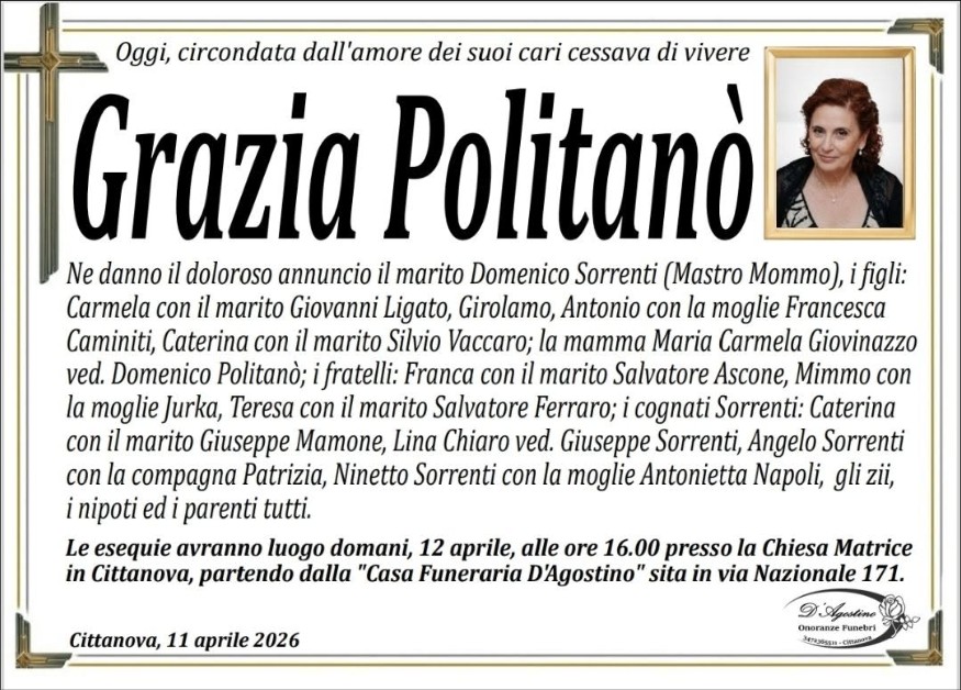 Necrologio di Grazia Politanò