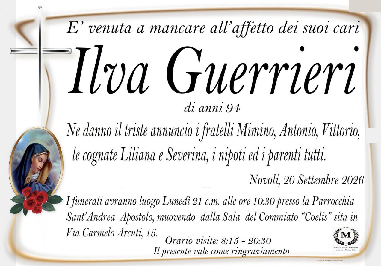 Necrologio di Ilva Guerrieri