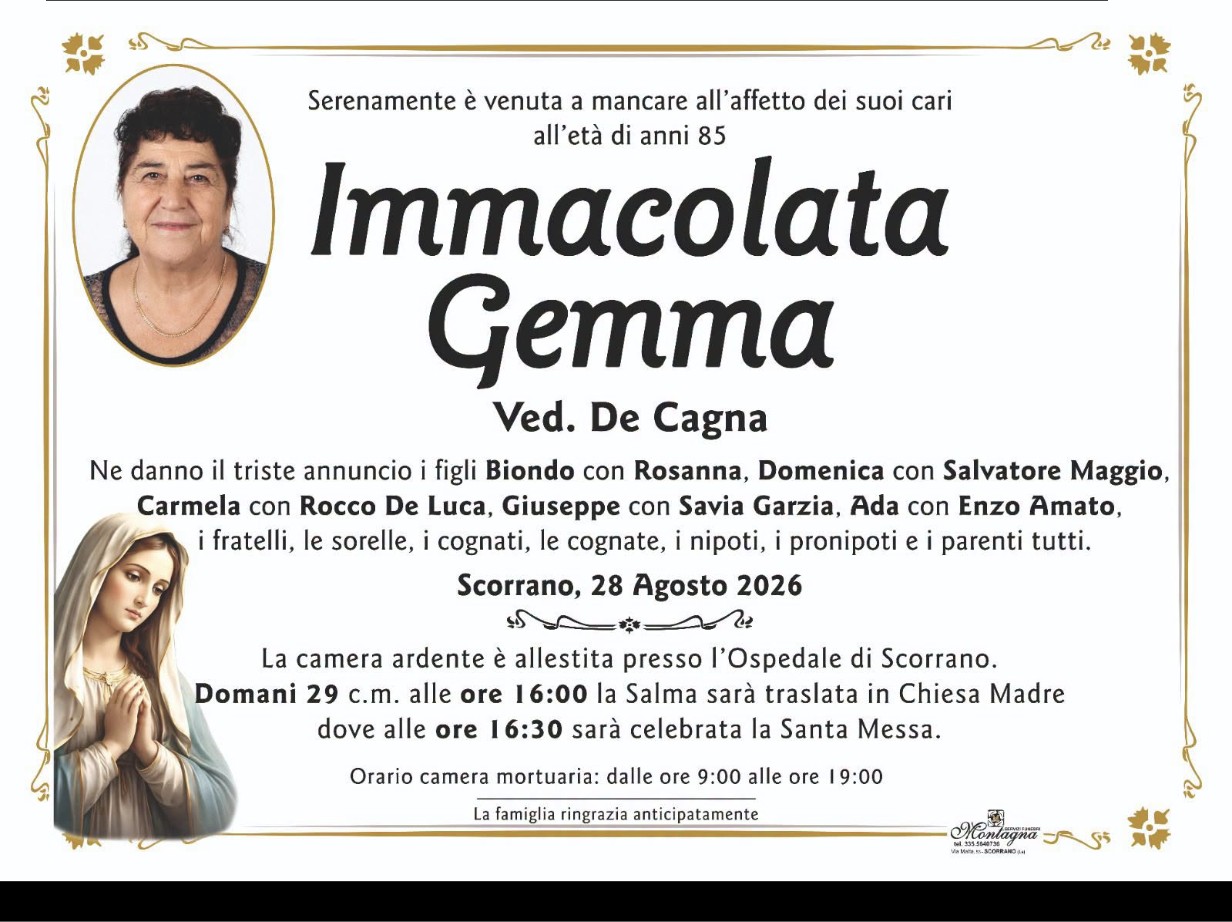 Necrologio di Immacolata Gemma