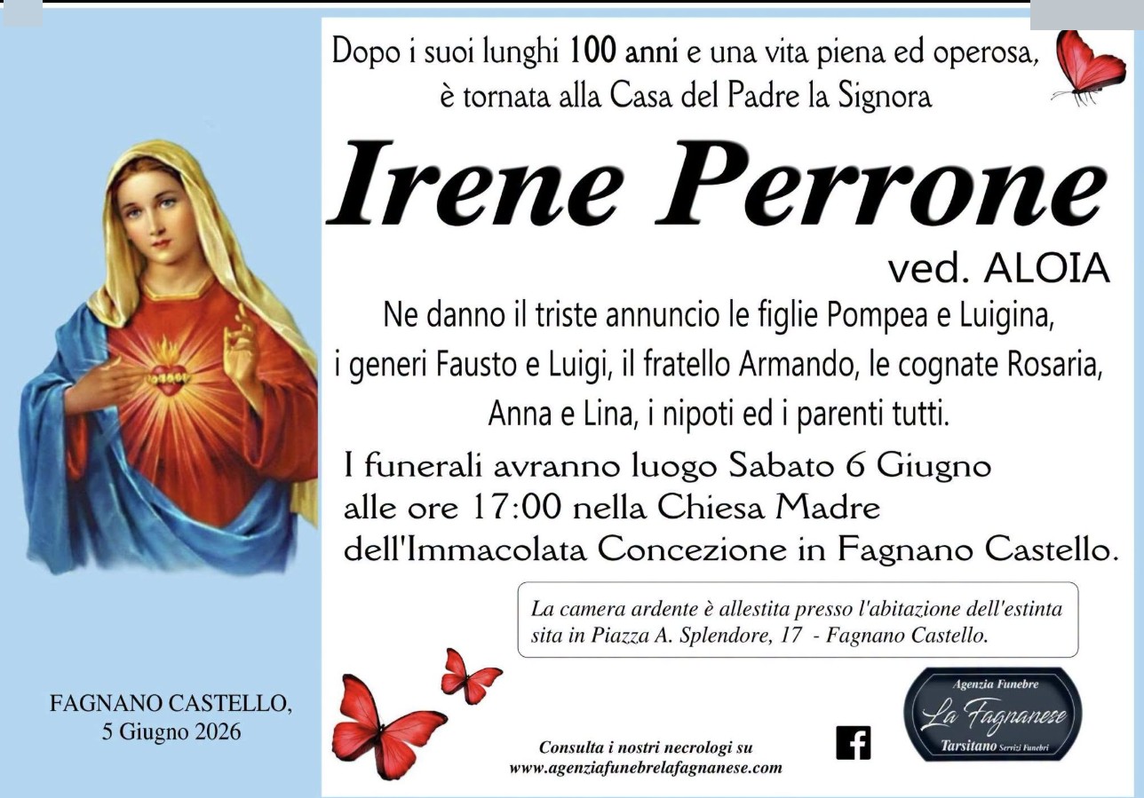 Necrologio di Irene Perrone