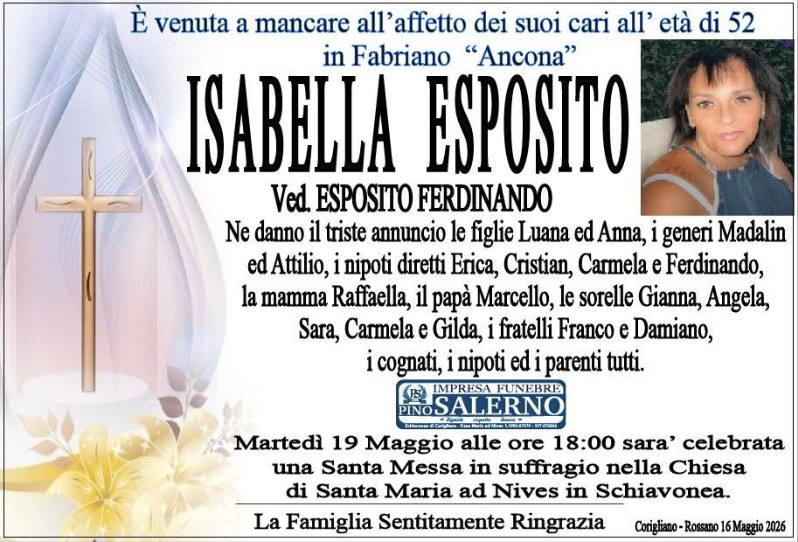 Necrologio di Isabella Esposito