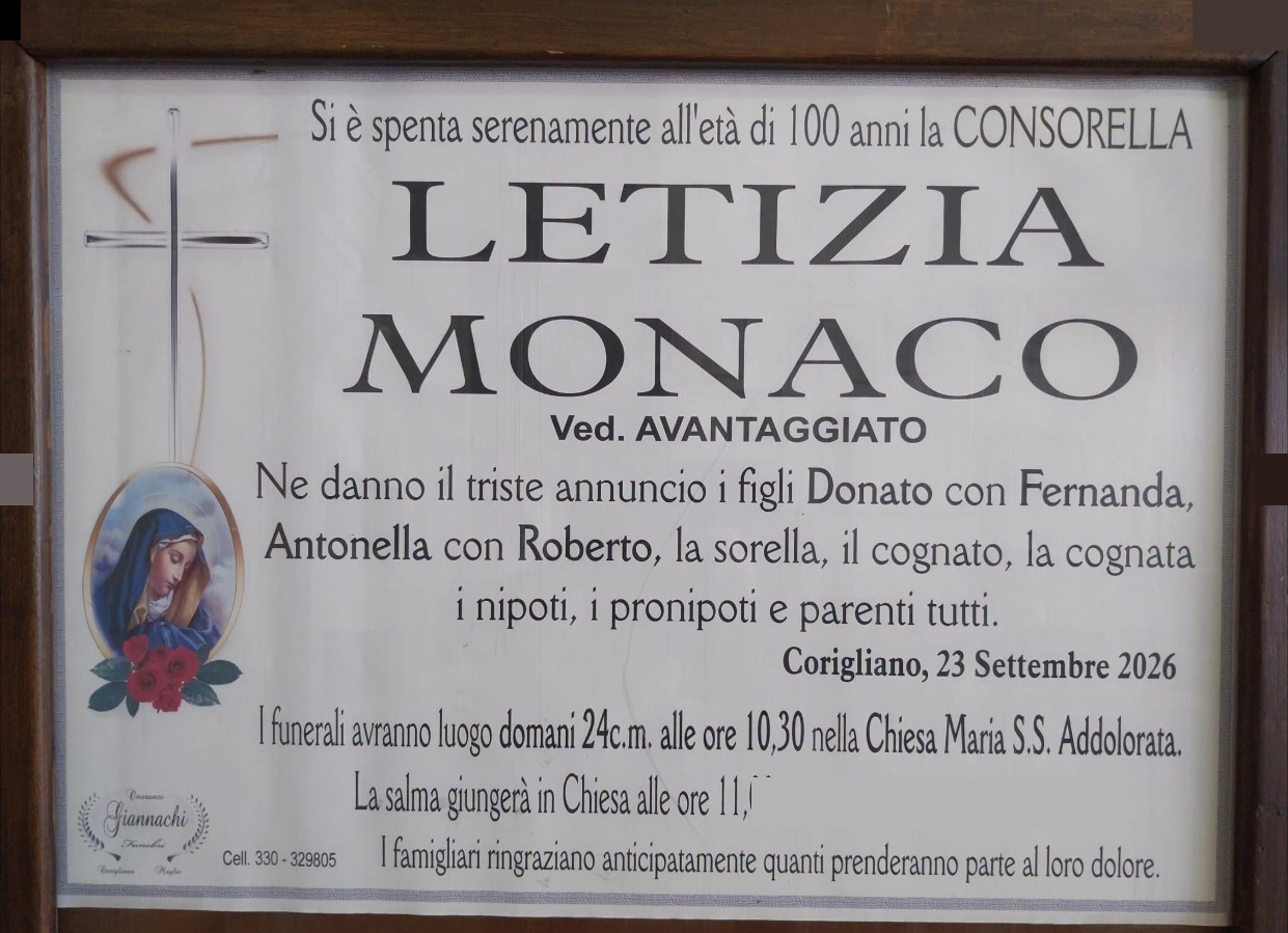 Necrologio di Letizia Monaco