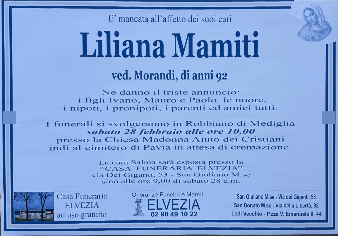 Necrologio di Liliana Mamiti