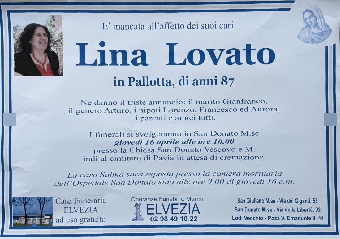Necrologio di Lina Lovato