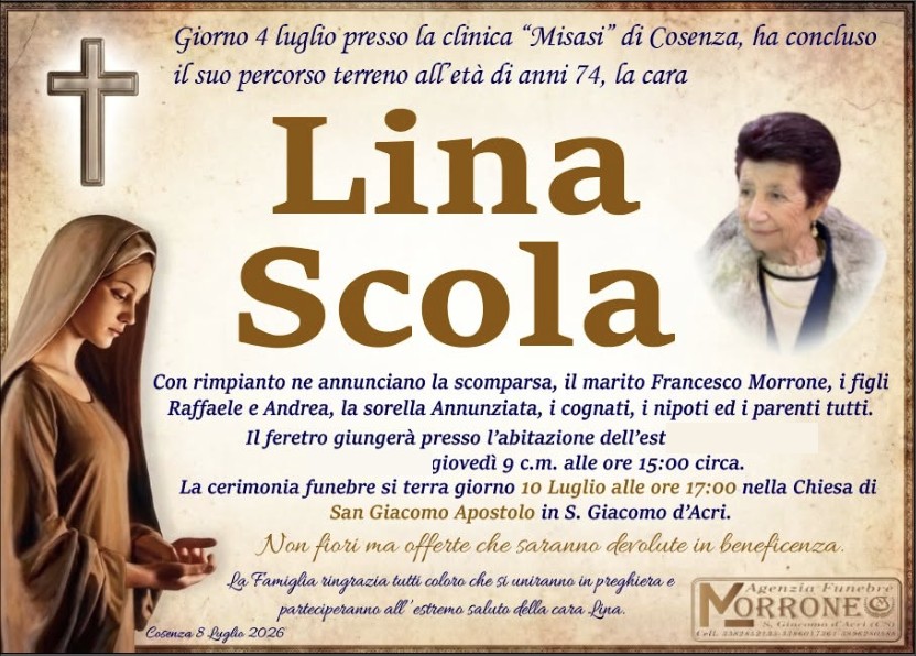 Necrologio di Lina Scola