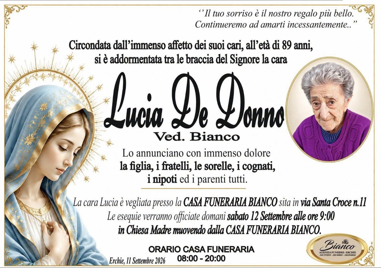 Necrologio di Lucia De Donno