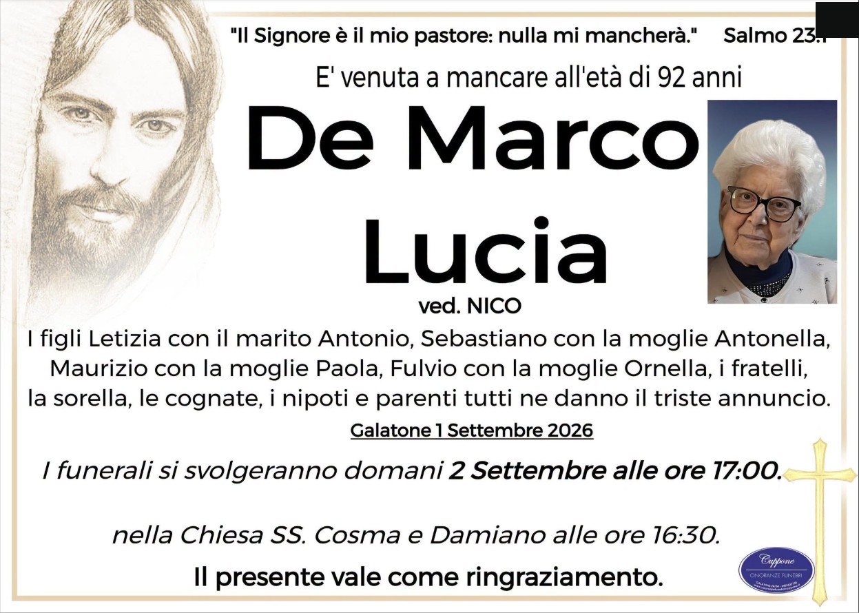 Necrologio di Lucia De Marco