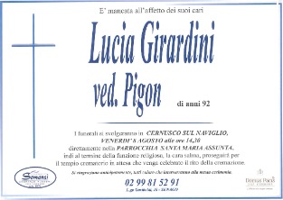 Necrologio di Lucia Girardini