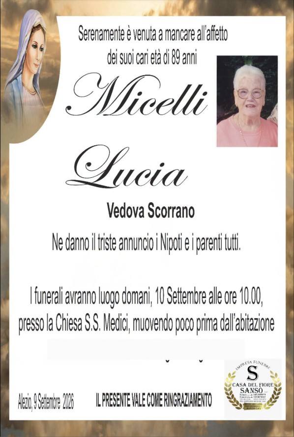 Necrologio di Lucia Micelli