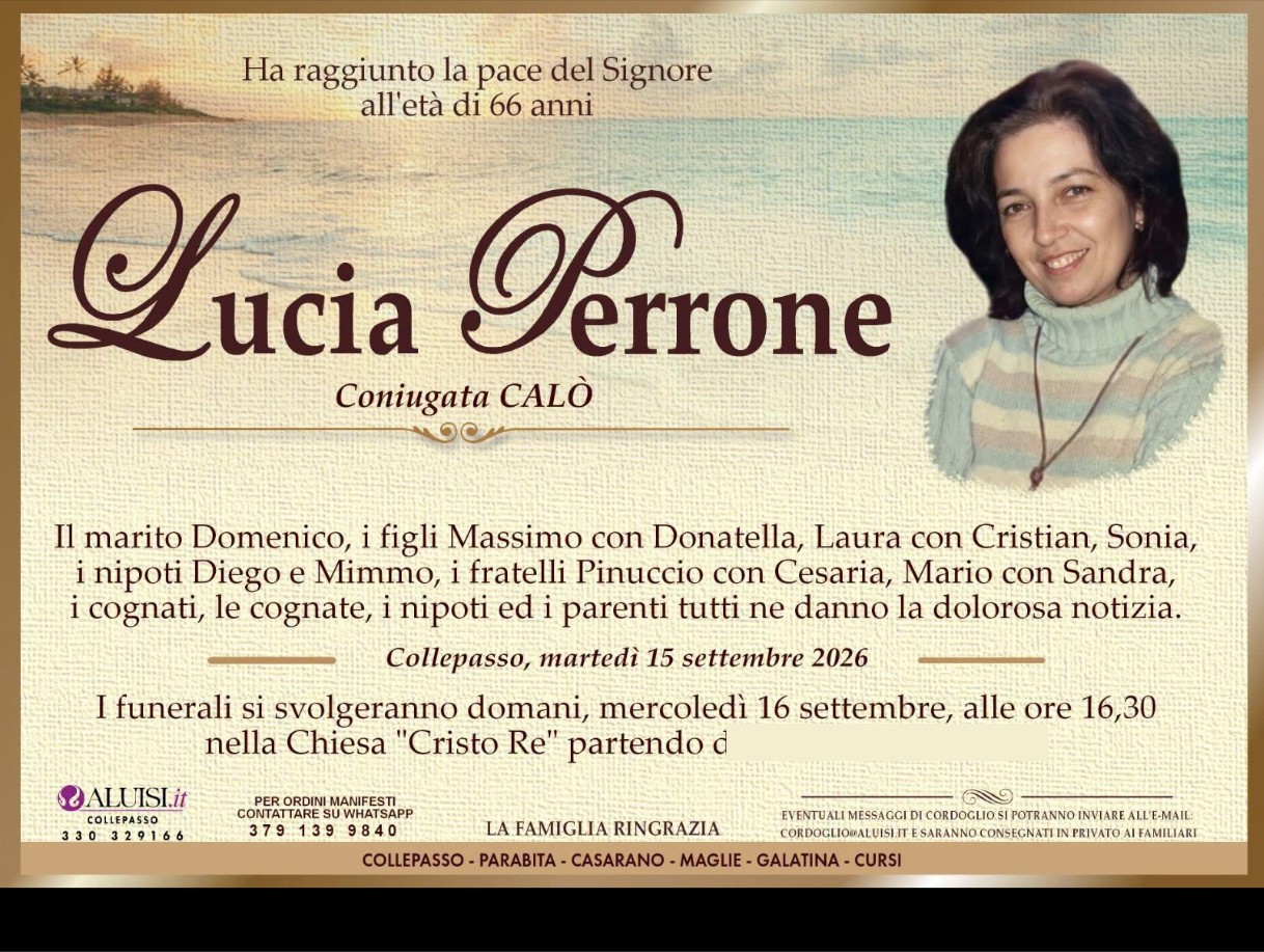 Necrologio di Lucia Perrone