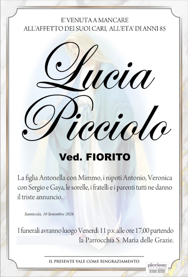 Necrologio di Lucia Picciolo