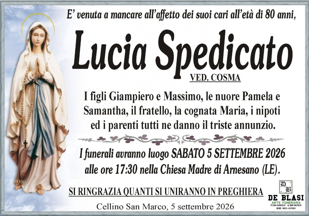 Necrologio di Lucia Spedicato