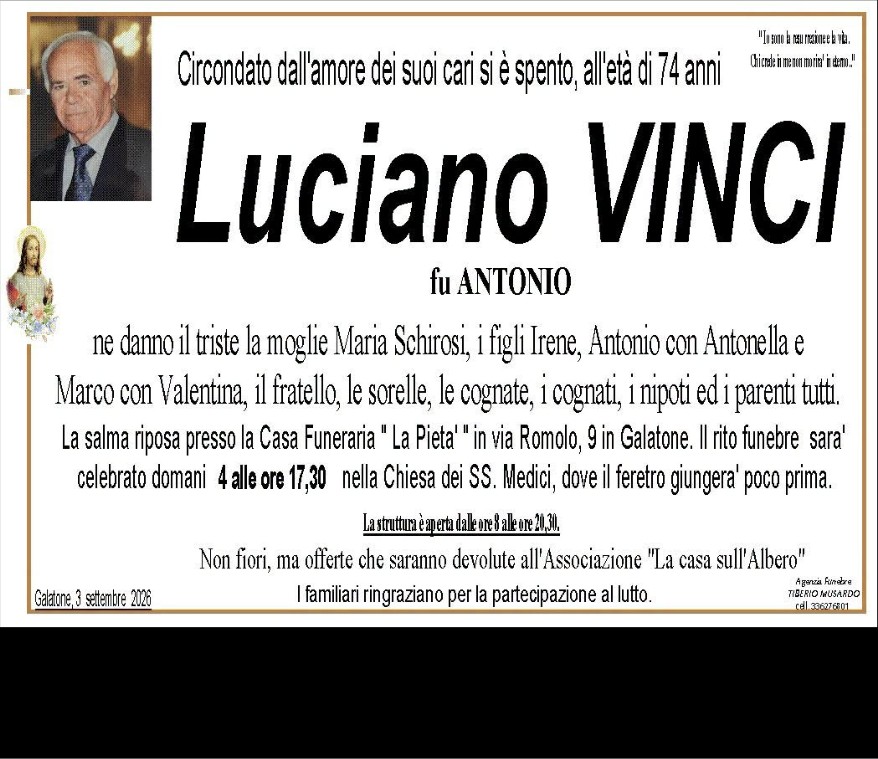 Necrologio di Luciano Vinci