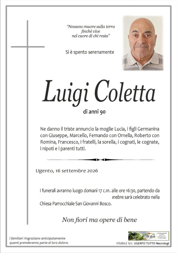 Necrologio di Luigi Coletta