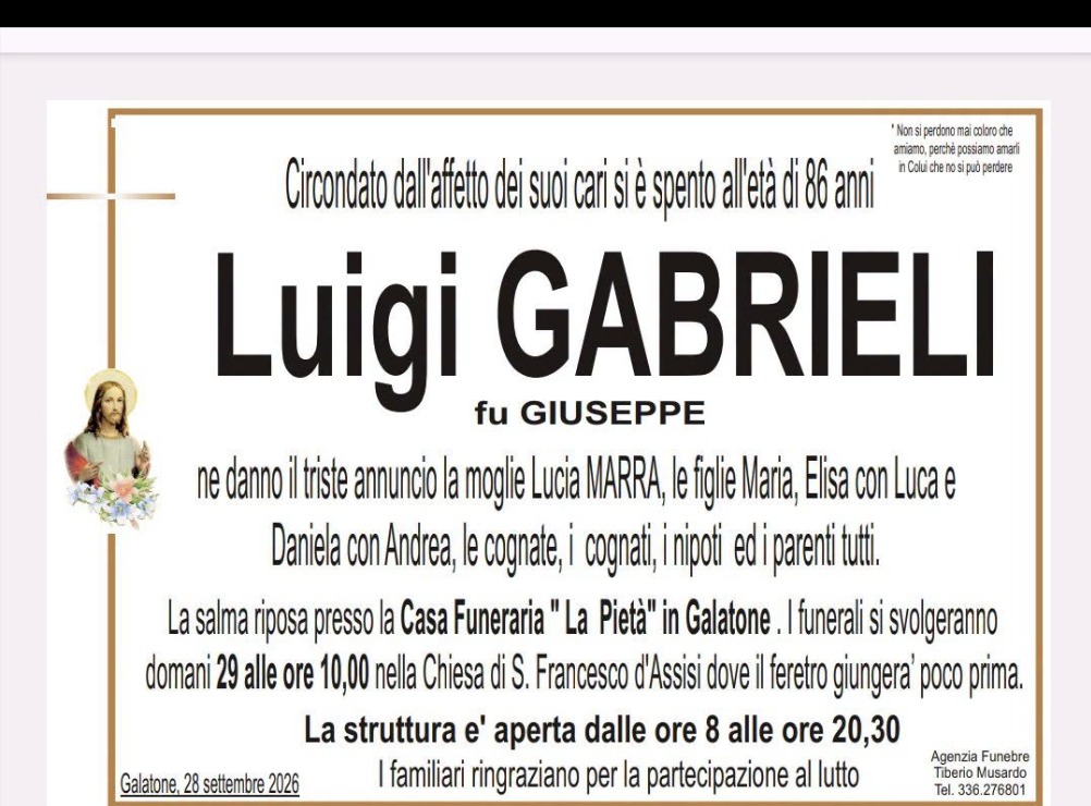 Necrologio di Luigi Gabrieli