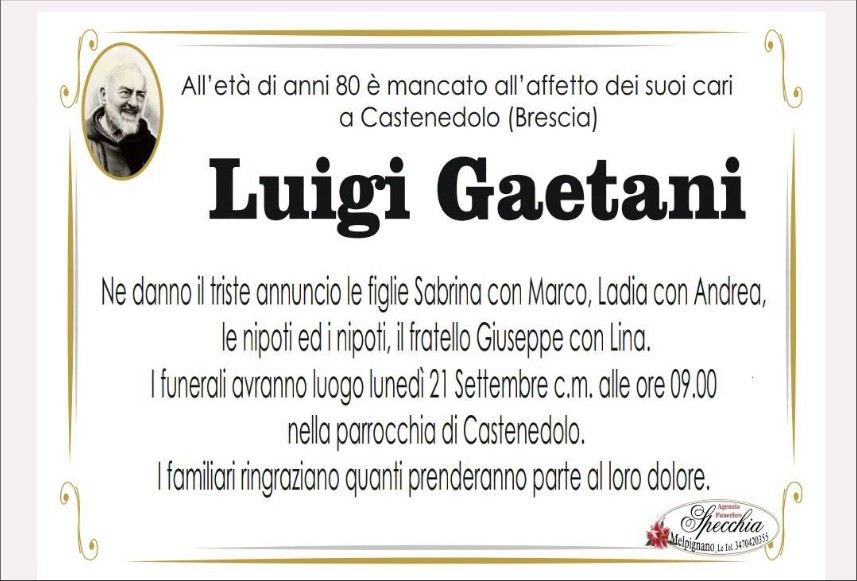 Necrologio di Luigi Gaetani