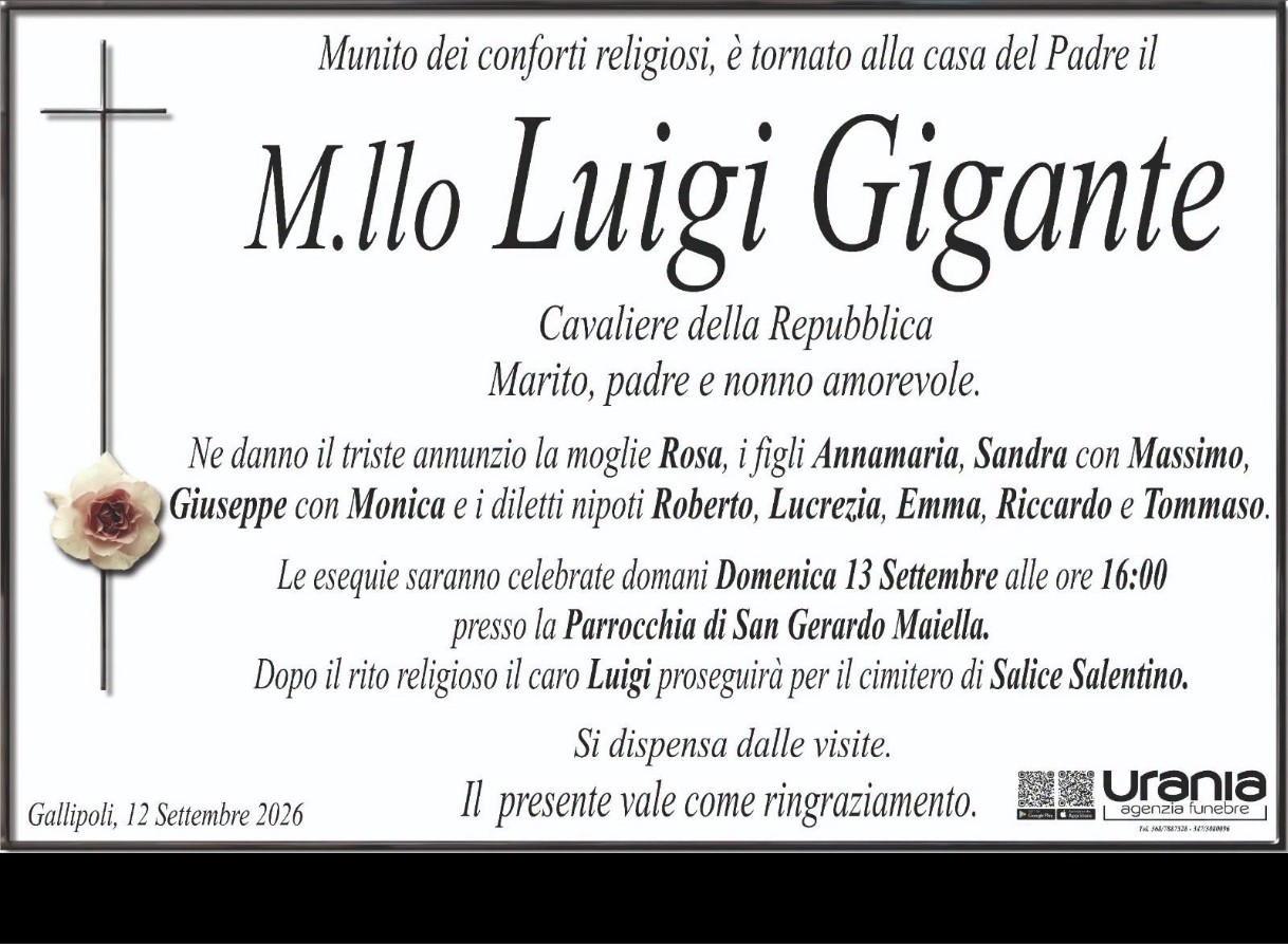 Necrologio di Luigi Gigante