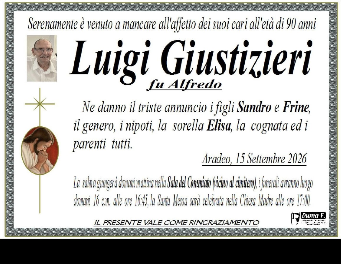 Necrologio di Luigi Giustizieri