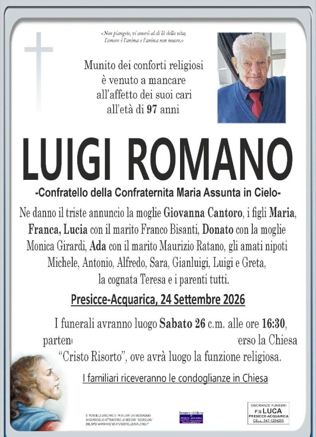 Necrologio di Luigi Romano