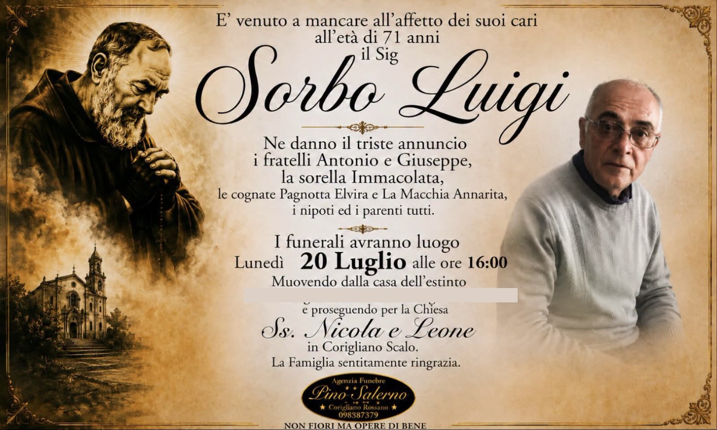 Necrologio di Luigi Sorbo
