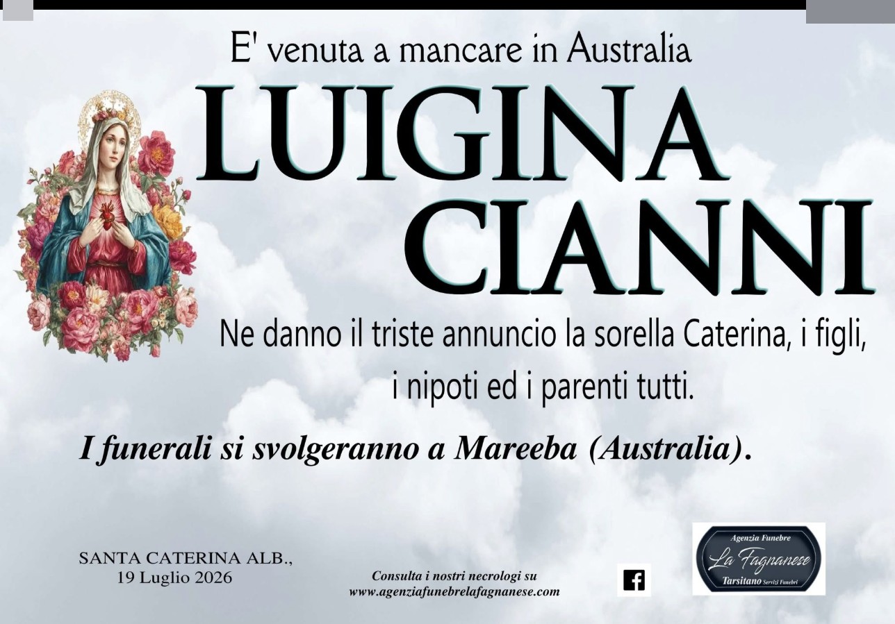 Necrologio di Luigina Cianni