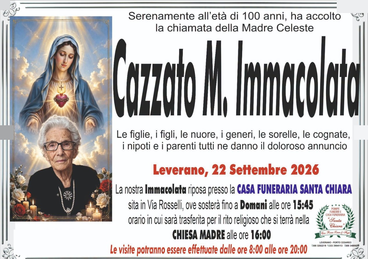 Necrologio di M. Immacolata Cazzato