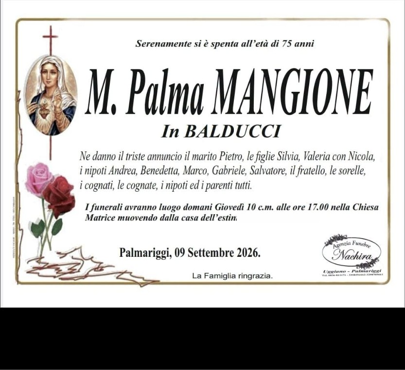 Necrologio di M. Palma Mangione