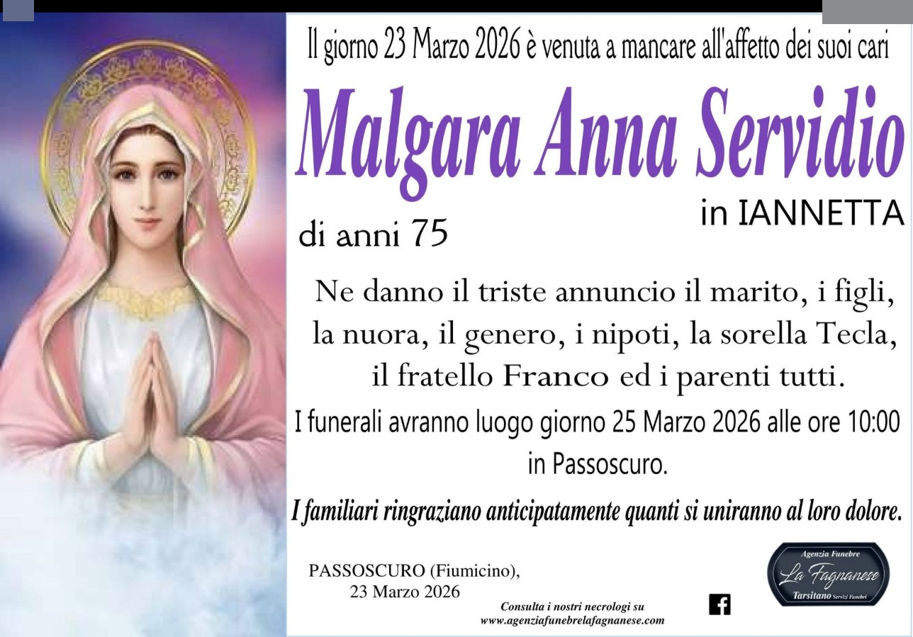 Necrologio di Malgara Anna Servidio