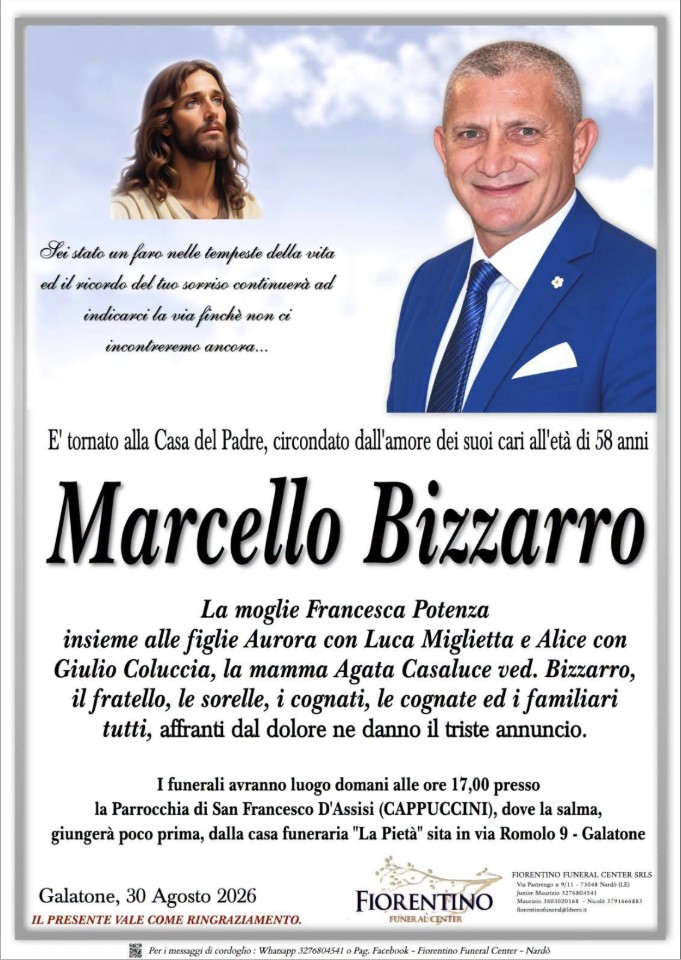 Necrologio di Marcello Bizzarro