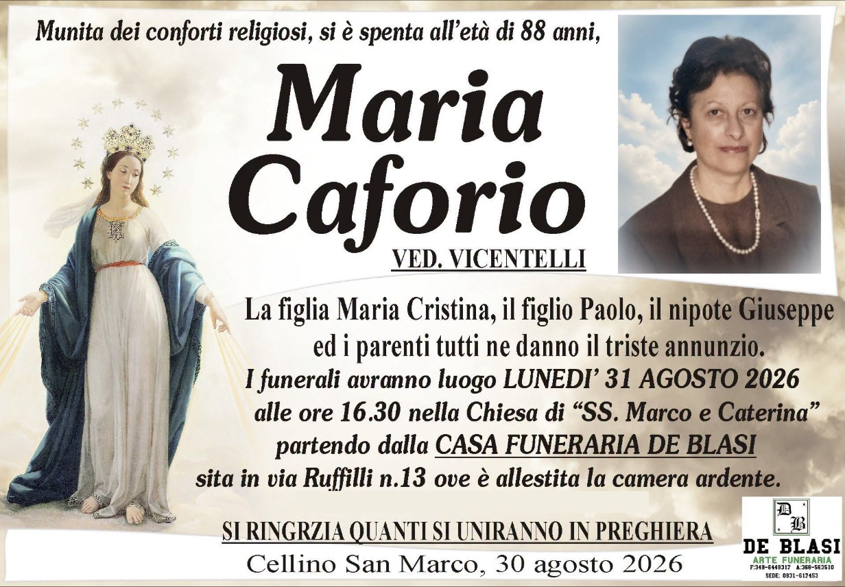 Necrologio di Maria Caforio