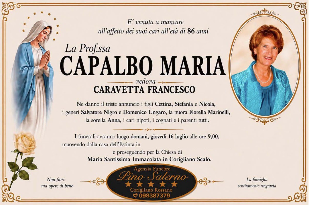 Necrologio di Maria Capalbo