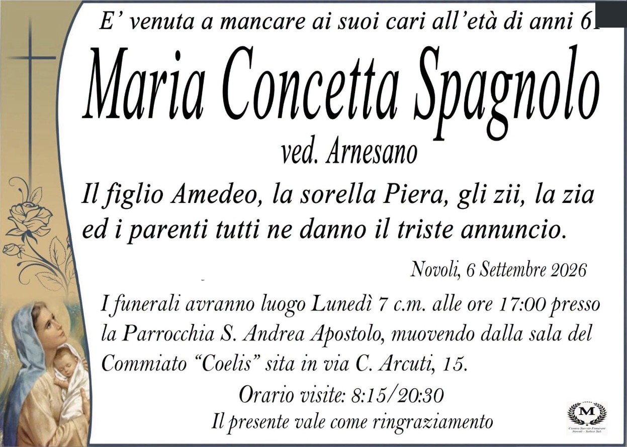 Necrologio di Maria Concetta Spagnolo