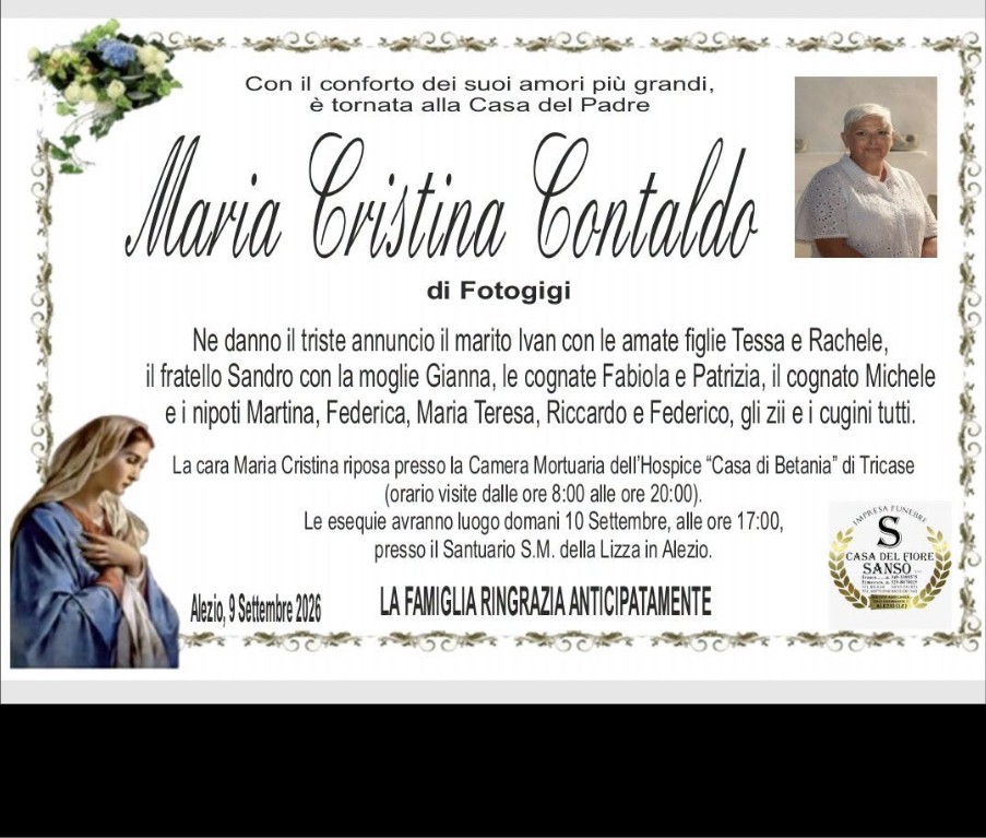 Necrologio di Maria Cristina Contaldo